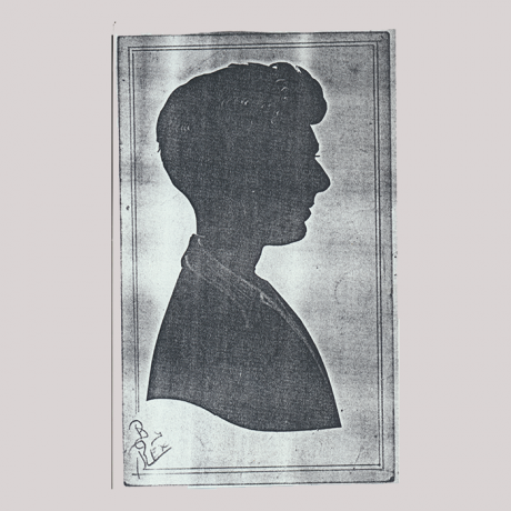 
        Front of silhouette, with man looking right.